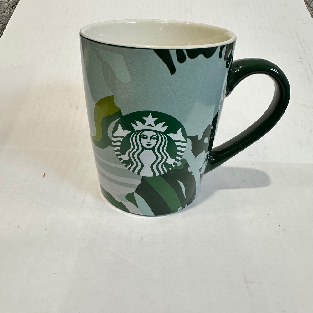 Starbucks Coffee Mug, 10‎ fl oz, Green Camouflage Pattern, Ceramic Cup